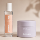 Dry Touch Body Oil and 2in1 AHA Body Scrub from the Touch Me Duo with a leaf shadow, juno&me