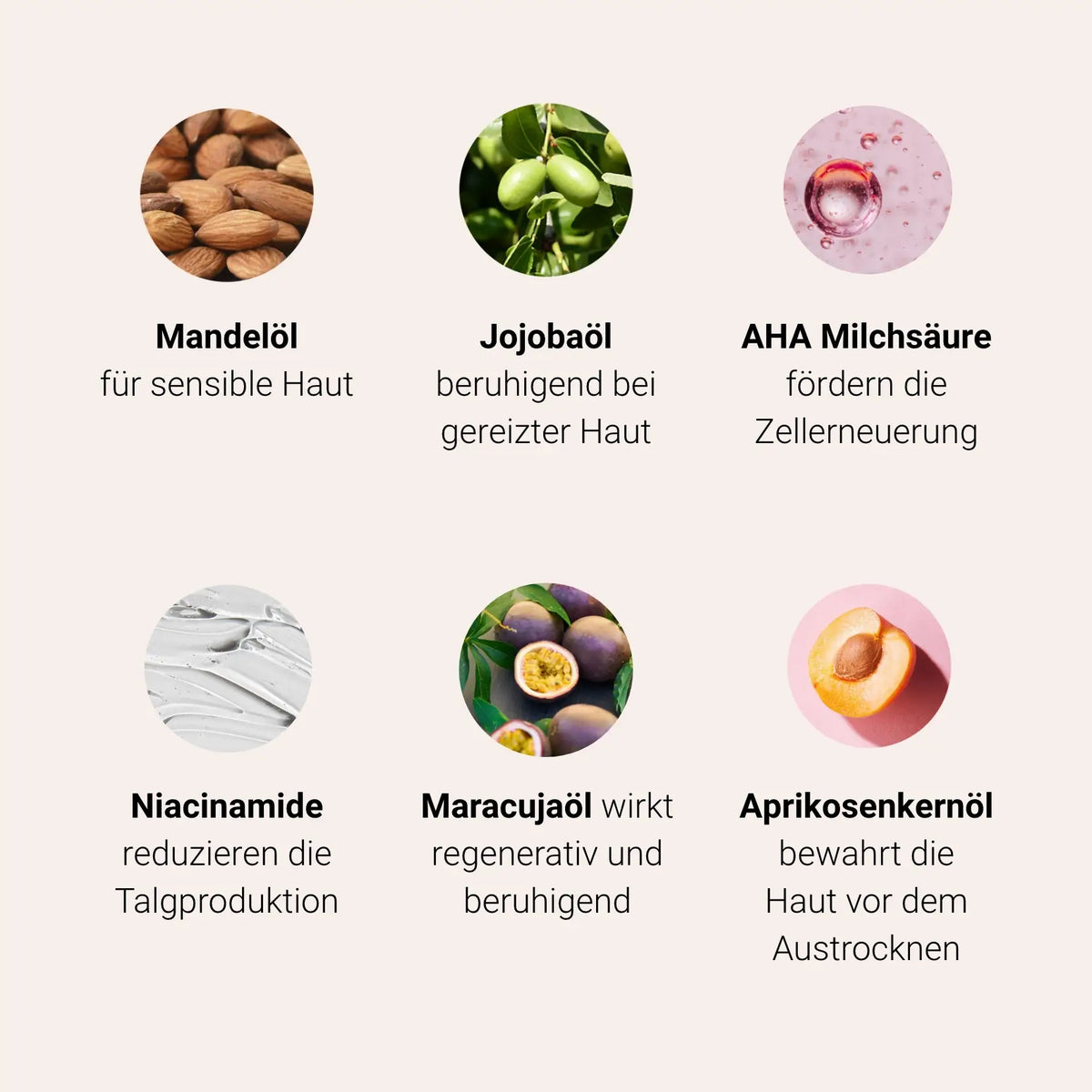 Ingredients in the Body Crush Trio: almond oil, jojoba oil, AHA, niacinamide, passion fruit oil, apricot kernel oil