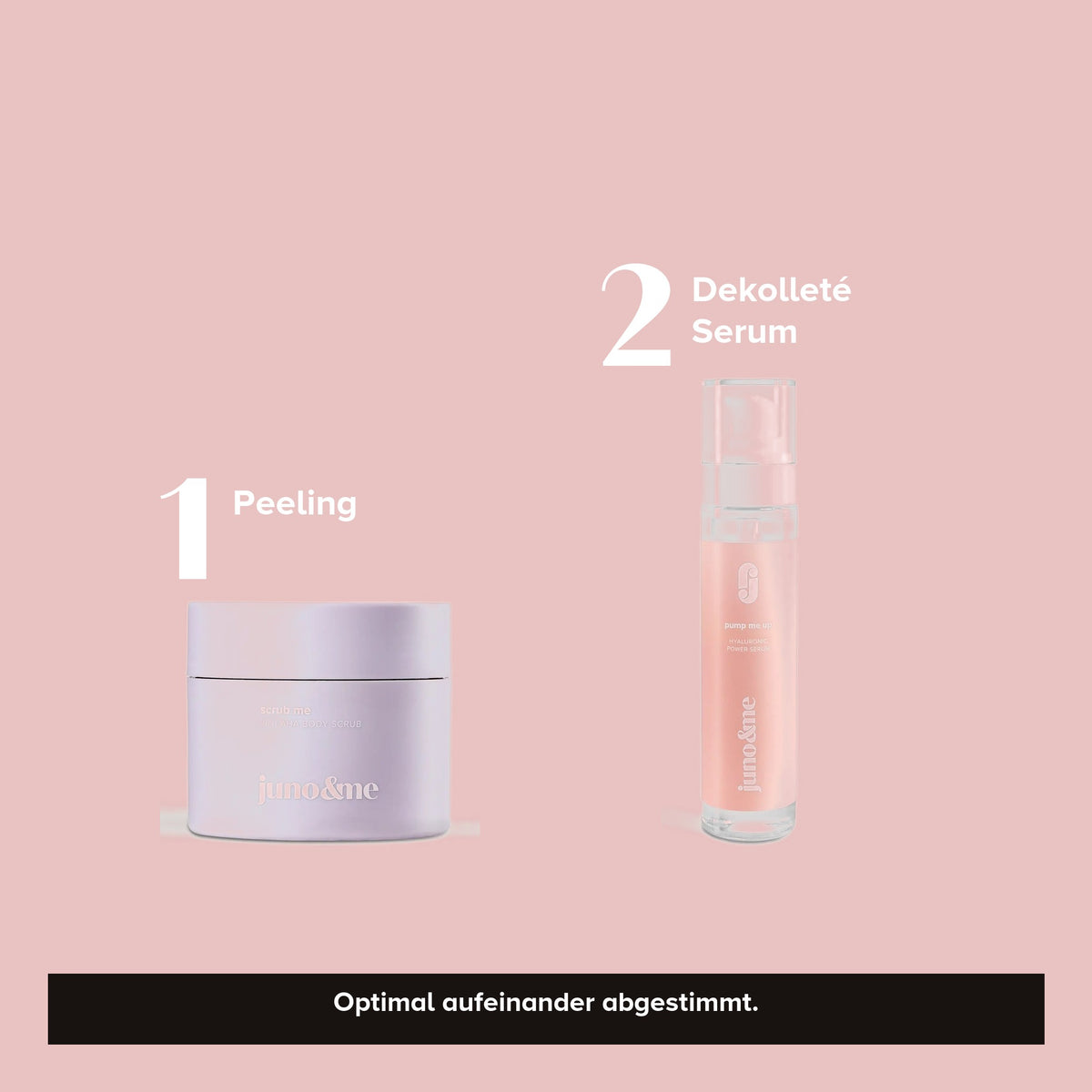 Two-step routine: step 1 2in1 AHA Body Scrub, step 2 Décolleté Serum
